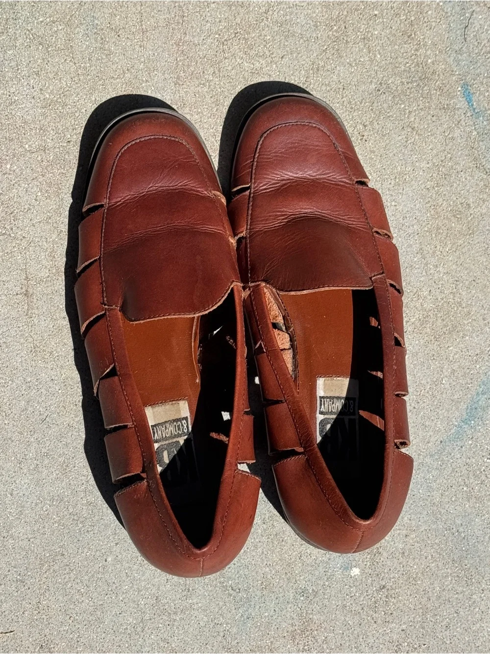 Vintage 90s Women's Brown Leather Slip-On Loafer Sandals - Classic Comfort Sz 8